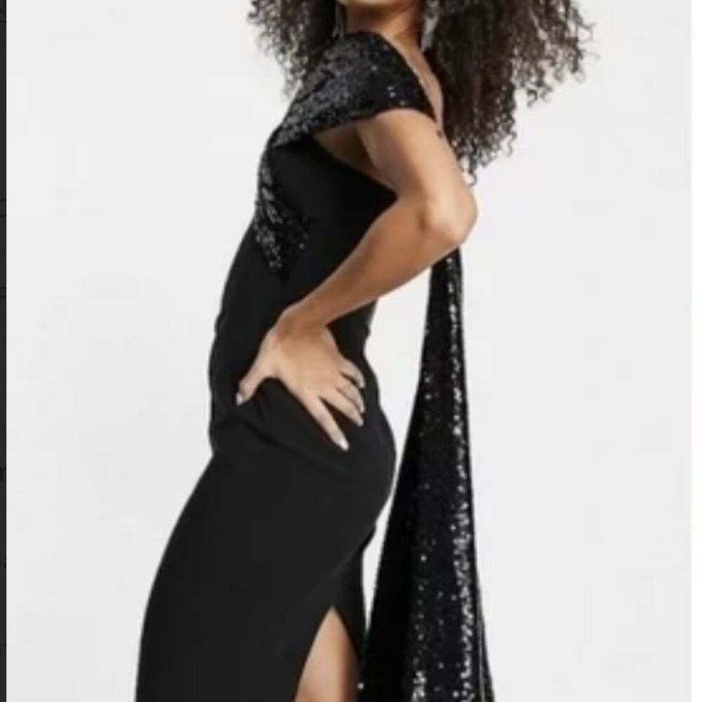 NWT!!!  Lavish Alice Thalia Statement Sequin Bow Midi Dress - Black NWT!!!!